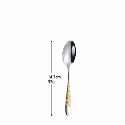 Golden Spoon Dinnerware Set Stainless Steel Tableware Set Western Home Kitchen Knife Fork Spoon Luxury Cutlery Set Bright Light