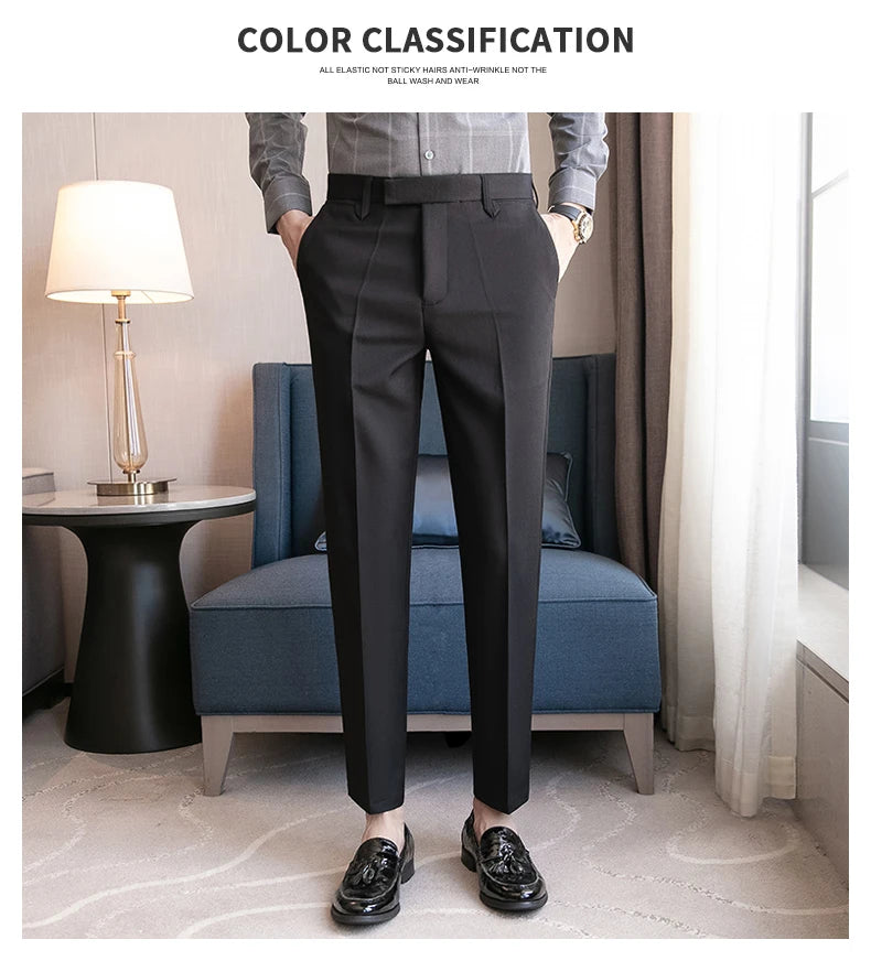 2023 Men Suit Pants High Quality Men Solid Color Slim Fit Dress Pants Slim Fit Office Business Men Trousers Plus Size 28-36