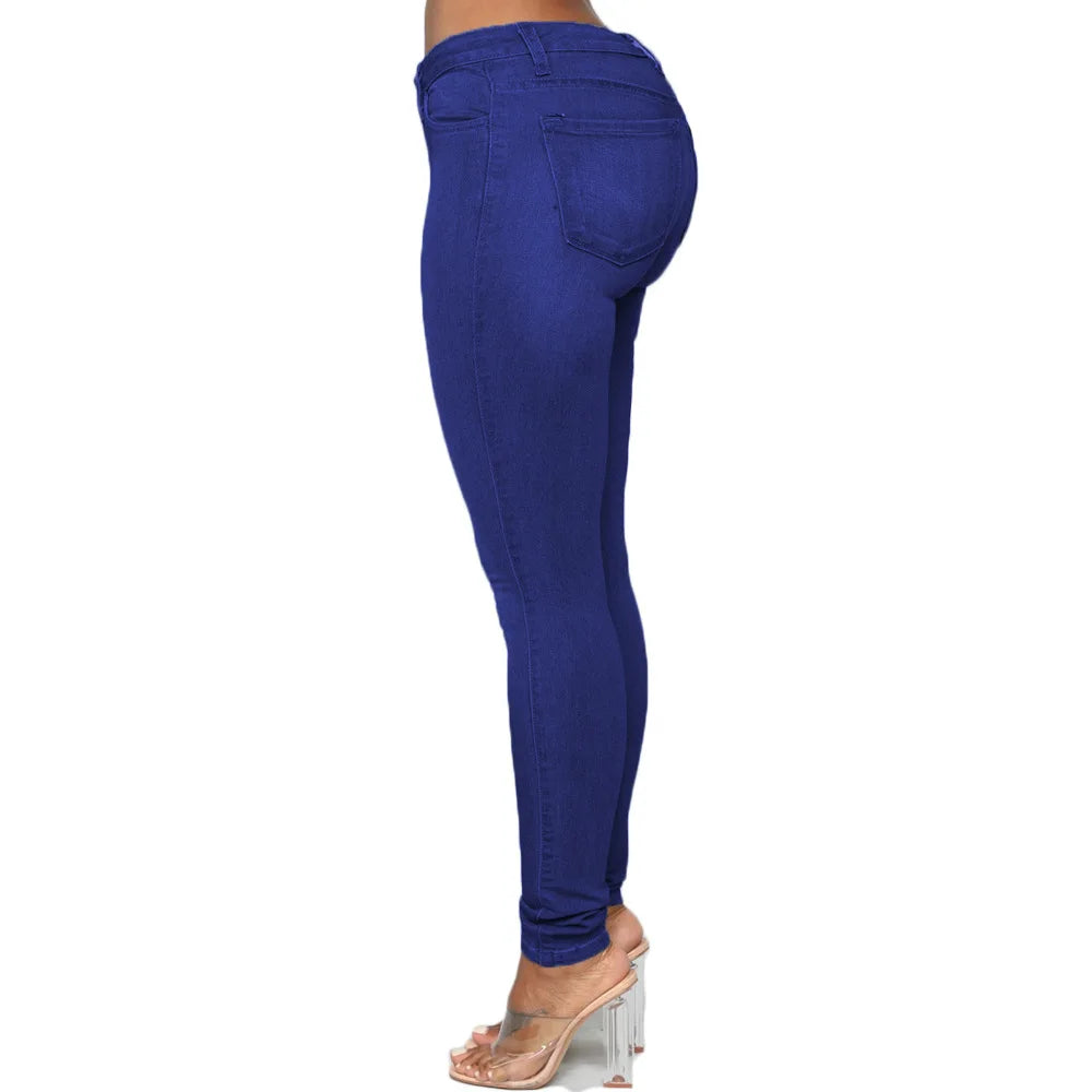 XS-6Xl High Waist Stretch Skinny Pencil Jeans Pants Women Plus Size Denim Trouser