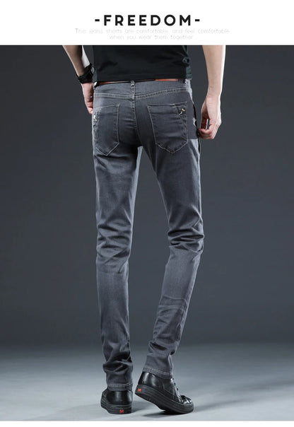 Trendy Men Clothing Slim Button Black Jeans Solid Color Stretch Skateboard Multi-button Youth Male Skinny Denim Pants