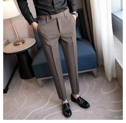 2023 Men Suit Pants High Quality Men Solid Color Slim Fit Dress Pants Slim Fit Office Business Men Trousers Plus Size 28-36