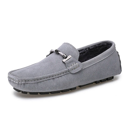 Brand Winter Hot Sell Moccasins Men Loafers High Quality Genuine Leather Shoes Men Flats Warm Plush Driving Shoes Big Size 38-47