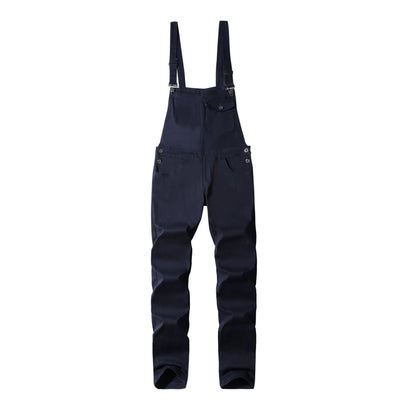 New Denim White Overalls Slim Men's Trousers New Europe and America Bib Men Spring and Autumn Casual Solid Color Mens Jeans