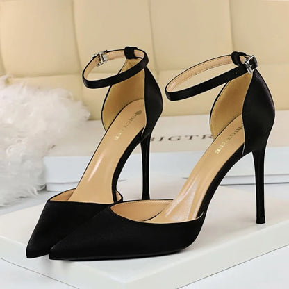 Bigtree Shoes Women High Heels 10cm Sexy Sandals Wedding Bridal Shoes Silk Glitter Heels Fetish Stiletto Woman Pumps Blue 34-43