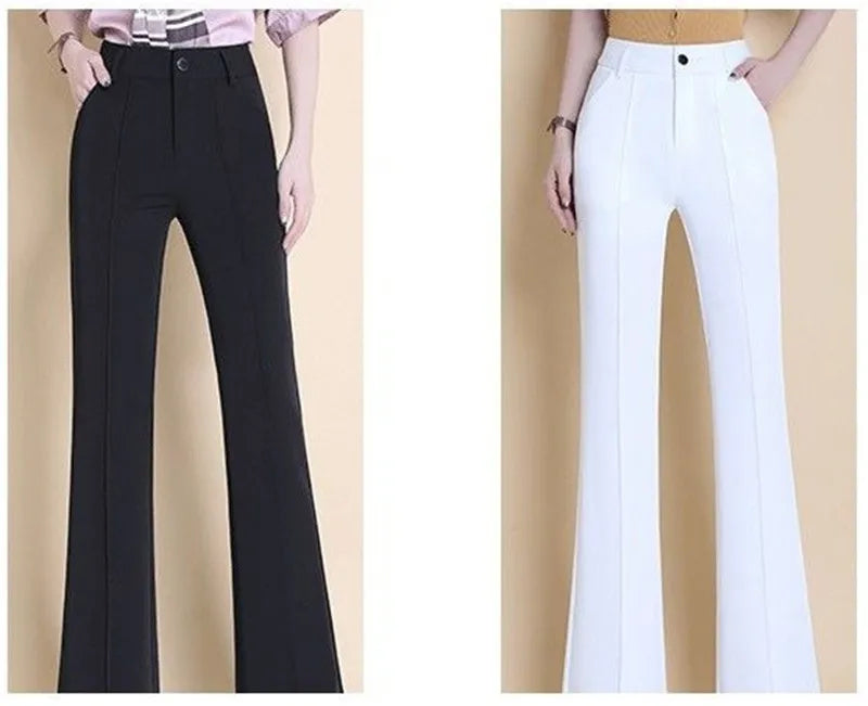 Women2021New Spring Summer White Micro Trouser Female High-Waisted Thin Drape Casual Pant Fashion Wide-Leg Stretch Trousers A127