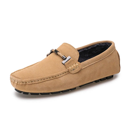 Brand Winter Hot Sell Moccasins Men Loafers High Quality Genuine Leather Shoes Men Flats Warm Plush Driving Shoes Big Size 38-47