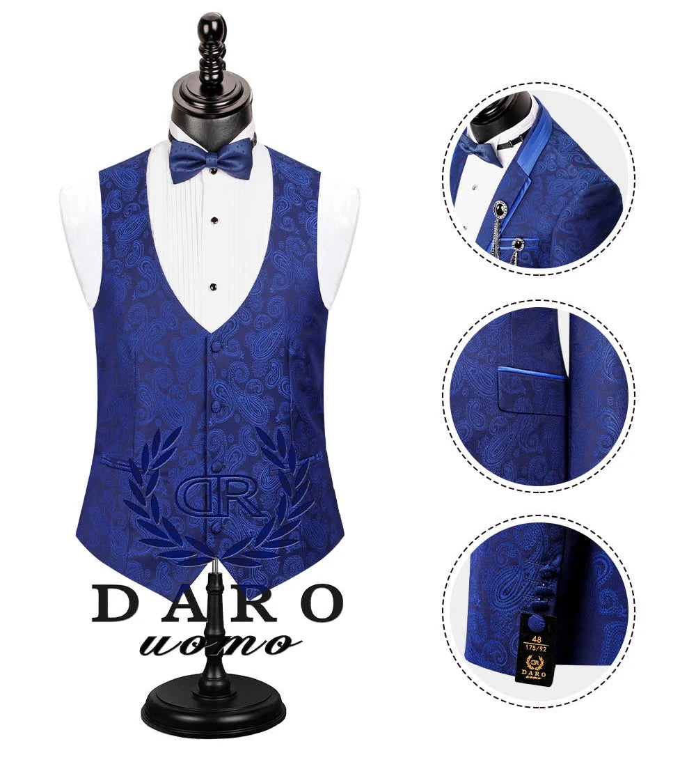 2023 DR  DARO UOMO Men Suits Slim Fit Bridegroom Wedding Tuxedo  3 Piece  Black Gold White Royalblue DRV8196