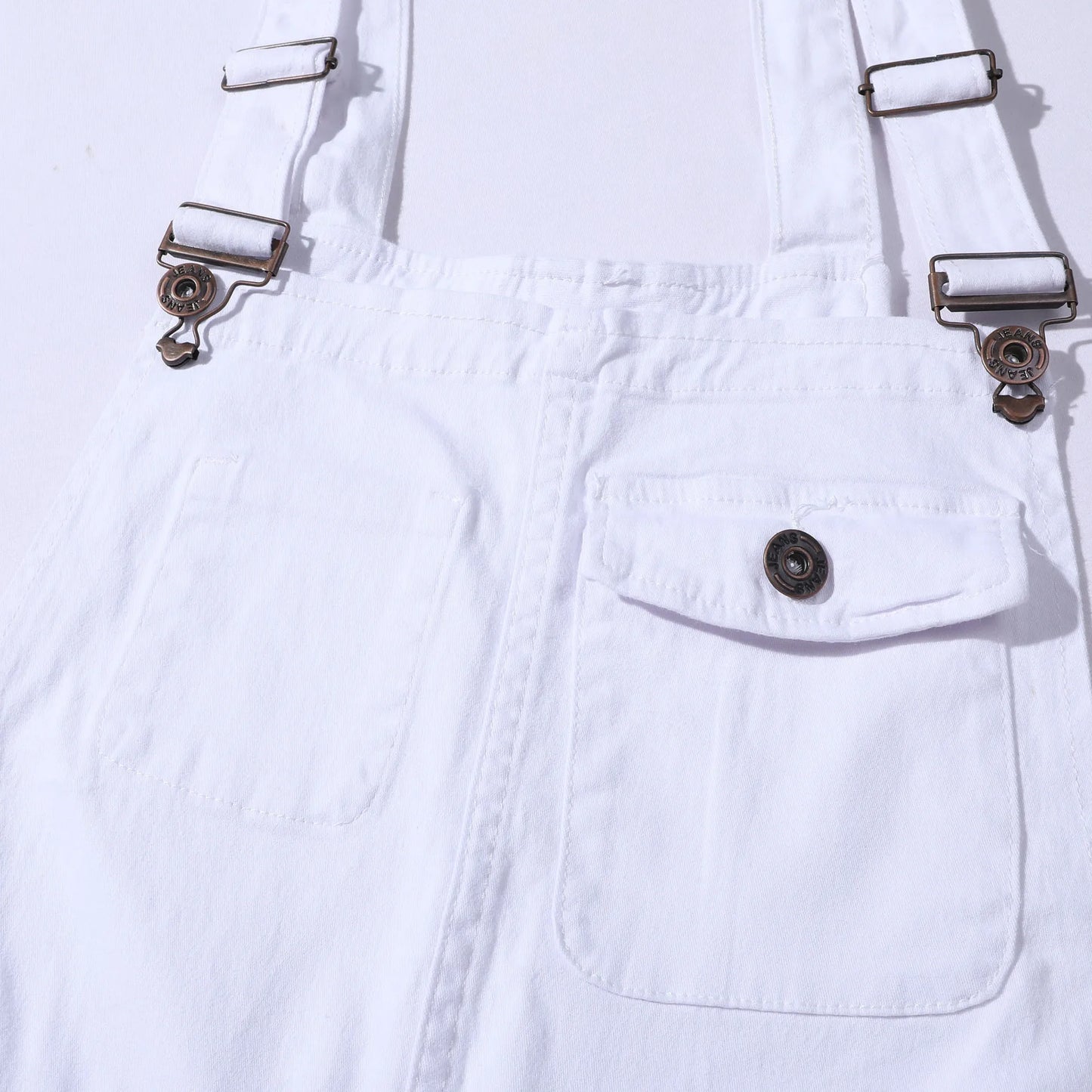 New Denim White Overalls Slim Men's Trousers New Europe and America Bib Men Spring and Autumn Casual Solid Color Mens Jeans