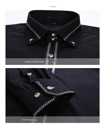 2023 Spring/Autumn Men's Slim Fit Long Sleeve Dress Shirt Europe Business Causal Border Shirt High Quality Wedding Grooms Shirts