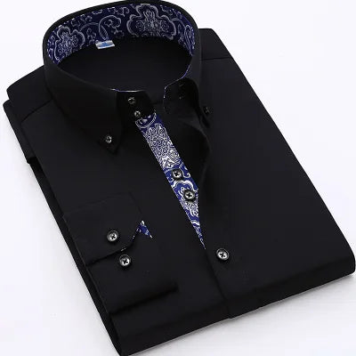 2023 Spring/Autumn Men's Slim Fit Long Sleeve Dress Shirt Europe Business Causal Border Shirt High Quality Wedding Grooms Shirts