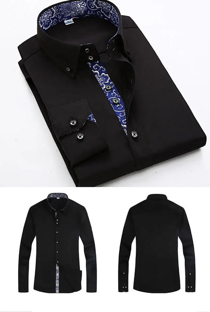 2023 Spring/Autumn Men's Slim Fit Long Sleeve Dress Shirt Europe Business Causal Border Shirt High Quality Wedding Grooms Shirts