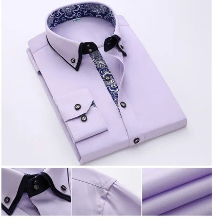 2023 Spring/Autumn Men's Slim Fit Long Sleeve Dress Shirt Europe Business Causal Border Shirt High Quality Wedding Grooms Shirts