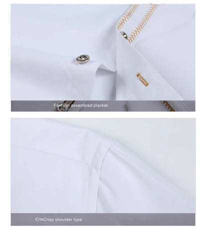 2023 Spring/Autumn Men's Slim Fit Long Sleeve Dress Shirt Europe Business Causal Border Shirt High Quality Wedding Grooms Shirts