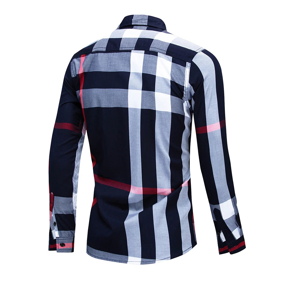 Fredd Marshall 2023 New Fashion Random Plaid Shirt Men Long Sleeve Casual Business Shirts Tops 100% Cotton Chemise Homme 199