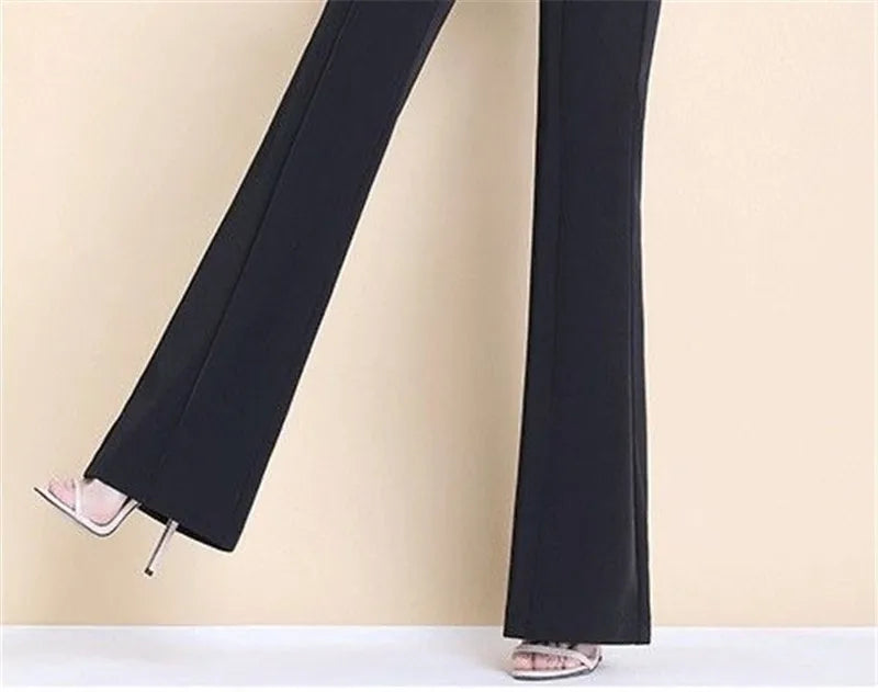 Women2021New Spring Summer White Micro Trouser Female High-Waisted Thin Drape Casual Pant Fashion Wide-Leg Stretch Trousers A127