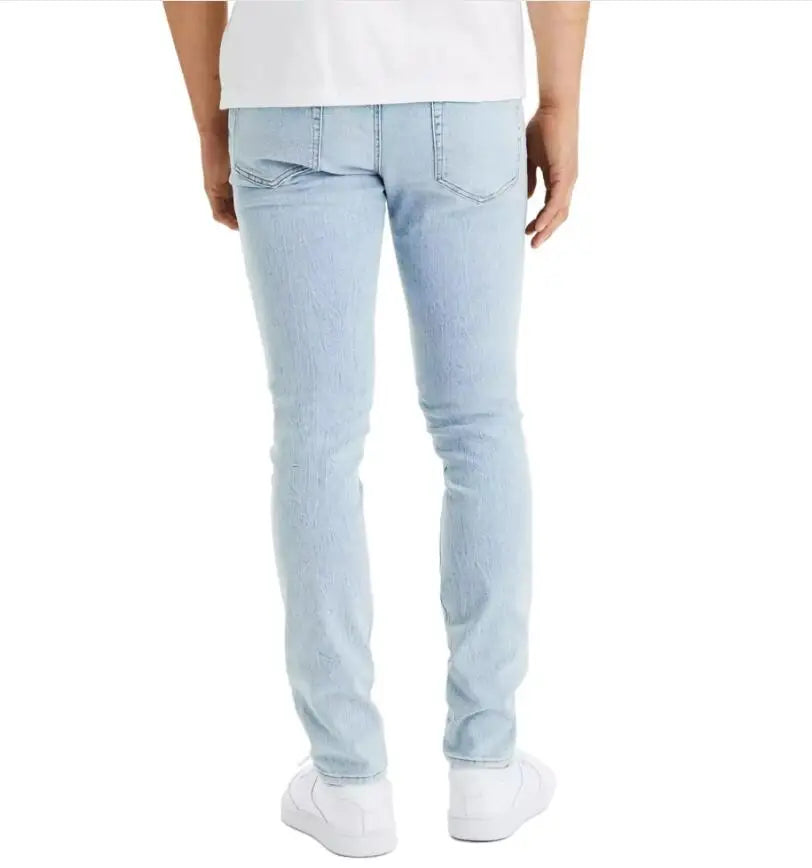 Men Light Blue Denim Jeans Fashion Skinny Stretch Casual New Autumn Winter Pants