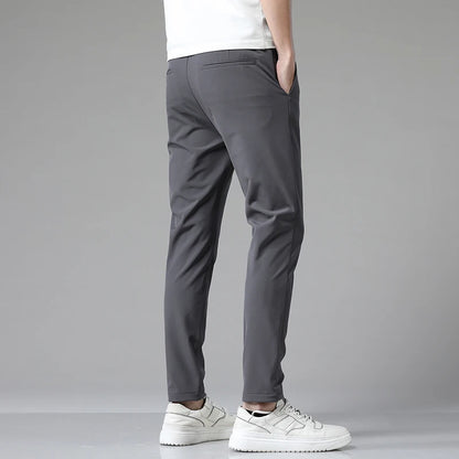 2023 Autumn Pants Mens Stretch Korean Casual Slim Fit Elastic Waist Jogger Business Classic Trousers Male Black Gray Blue 28-38