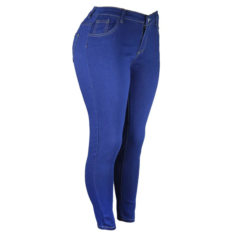 XS-6Xl High Waist Stretch Skinny Pencil Jeans Pants Women Plus Size Denim Trouser