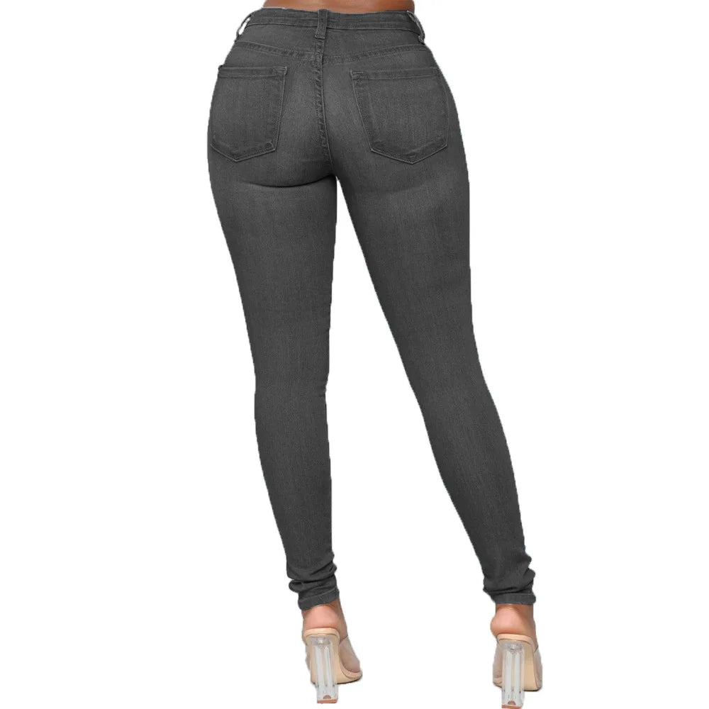 XS-6Xl High Waist Stretch Skinny Pencil Jeans Pants Women Plus Size Denim Trouser