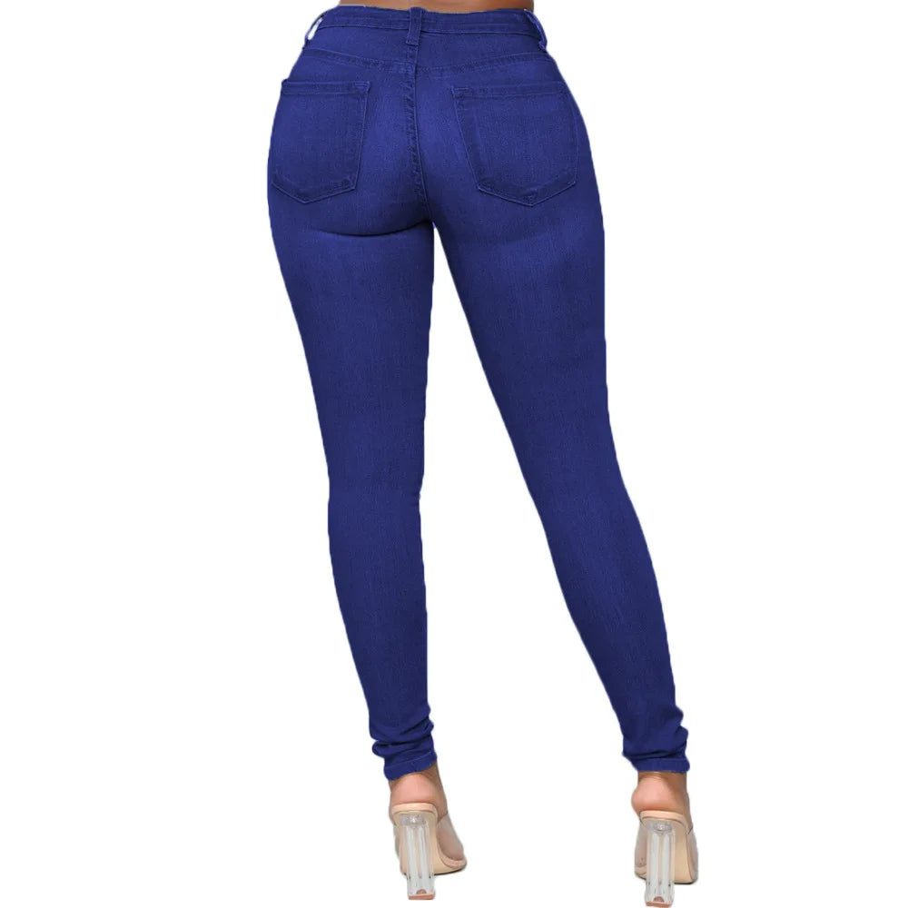 XS-6Xl High Waist Stretch Skinny Pencil Jeans Pants Women Plus Size Denim Trouser