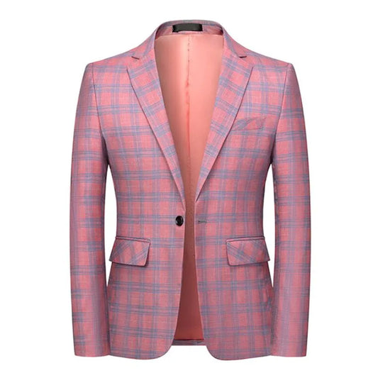 2021 New Fashion Spring and Autumn Casual Men plaid Blazer Cotton Slim England Suit Blaser Masculino Male Jacket Blazer S-6XL