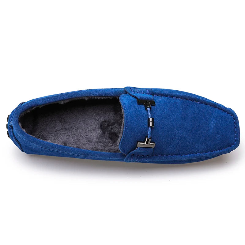 Brand Winter Hot Sell Moccasins Men Loafers High Quality Genuine Leather Shoes Men Flats Warm Plush Driving Shoes Big Size 38-47