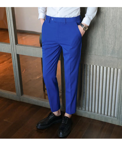 Brisith Style Simple Solid Business Dress Suit Pants Men Clothing All Match Slim Fit Casual Office Trousers Formal Wear 4Colors