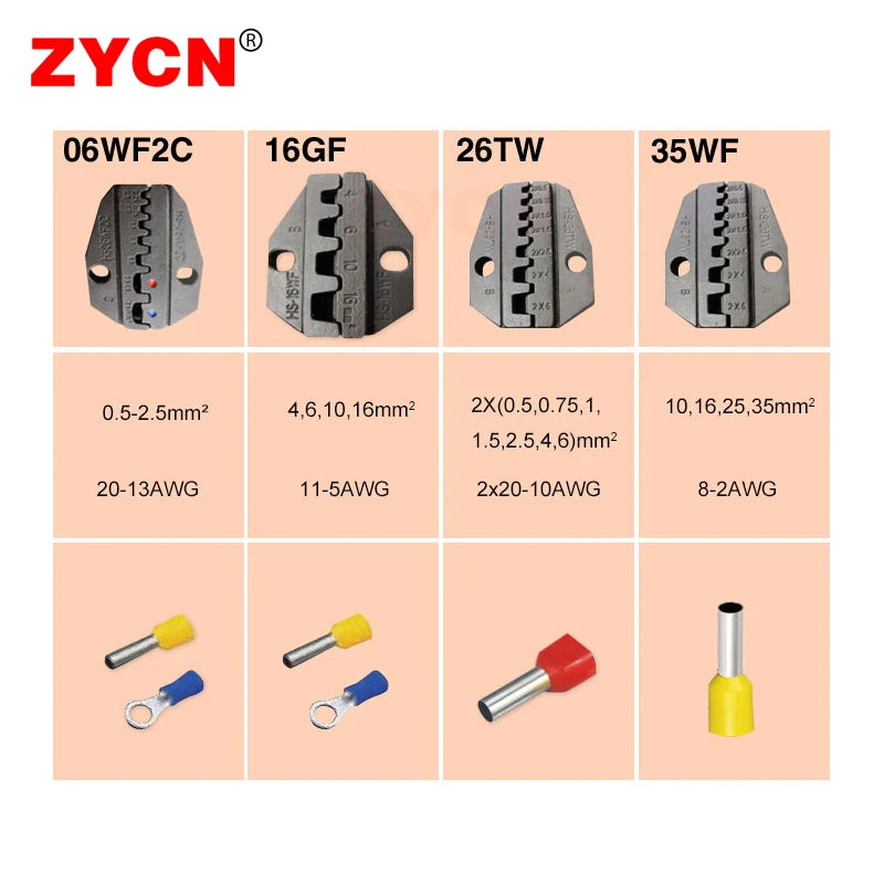 Crimping Dies HS Series Pliers Multi Jaws Insulated Terminals Hand Tool Plug Tube Coaxial 9 Inch VE Bootlace RV SV Uninsulated