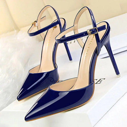 BIGTREE Shoes Fashion High Heels Shoes Patent Leather Woman Pumps Sexy Women Heels Blue Sliver Stiletto Heels Women Sandals 2025