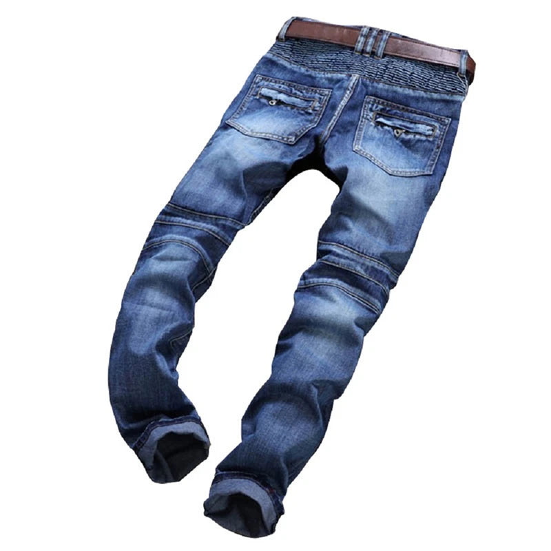 High-quality New Mens Ripped Jeans Cotton Black Slim Skinny Motorcycle Jeans Men Vintage Distressed Denim Jeans Hiphop Pants