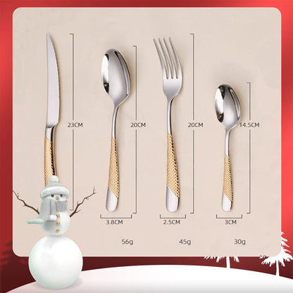 Golden Spoon Dinnerware Set Stainless Steel Tableware Set Western Home Kitchen Knife Fork Spoon Luxury Cutlery Set Bright Light