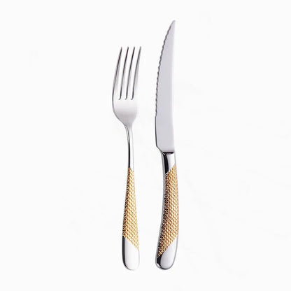 Golden Spoon Dinnerware Set Stainless Steel Tableware Set Western Home Kitchen Knife Fork Spoon Luxury Cutlery Set Bright Light