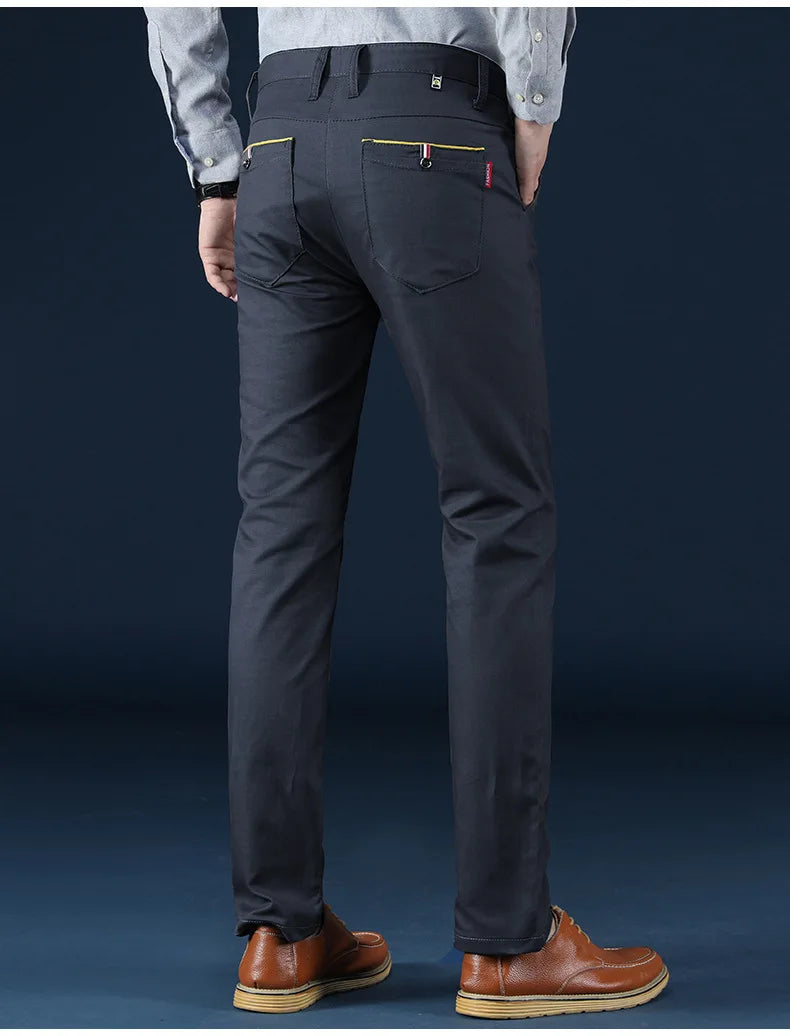 2024 New Korean Men Casual Pants Slim Fit Trousers High Quality Straight Pants Men