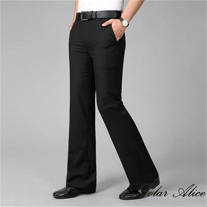 2024 Men's Four Seasons New Mid-Waist Micro-Flared Casual Pants Business Boot Cut Bell-Bottom Trousers