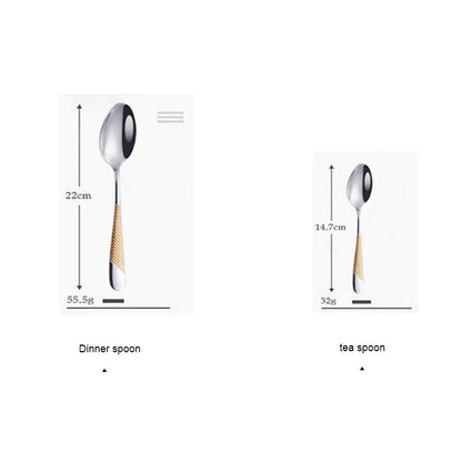 Golden Spoon Dinnerware Set Stainless Steel Tableware Set Western Home Kitchen Knife Fork Spoon Luxury Cutlery Set Bright Light