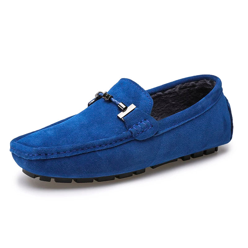 Brand Winter Hot Sell Moccasins Men Loafers High Quality Genuine Leather Shoes Men Flats Warm Plush Driving Shoes Big Size 38-47