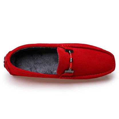 Brand Winter Hot Sell Moccasins Men Loafers High Quality Genuine Leather Shoes Men Flats Warm Plush Driving Shoes Big Size 38-47