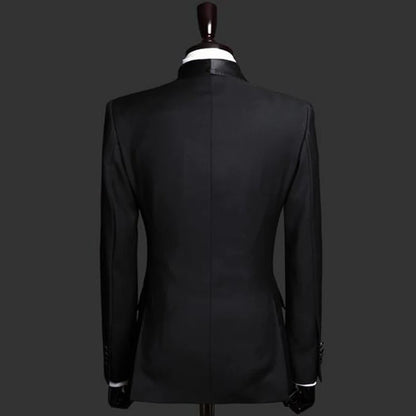 Slim Fit Men Suits with Double Breasted Black Formal Wedding Groom Tuxedos 2 Piece Business Male Fashion Set Jacket with Pants