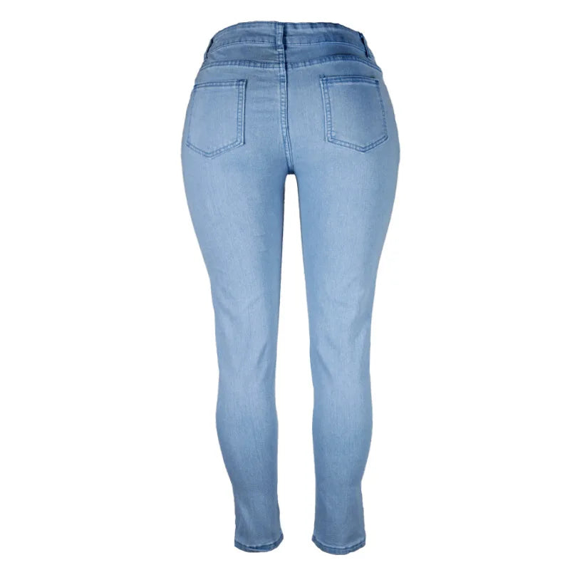 XS-6Xl High Waist Stretch Skinny Pencil Jeans Pants Women Plus Size Denim Trouser