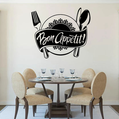 Funny Bon Appetite Wall Stickers Decals For Kitchen Living Room Dining Room Home Decoration Accessories Wall Decor