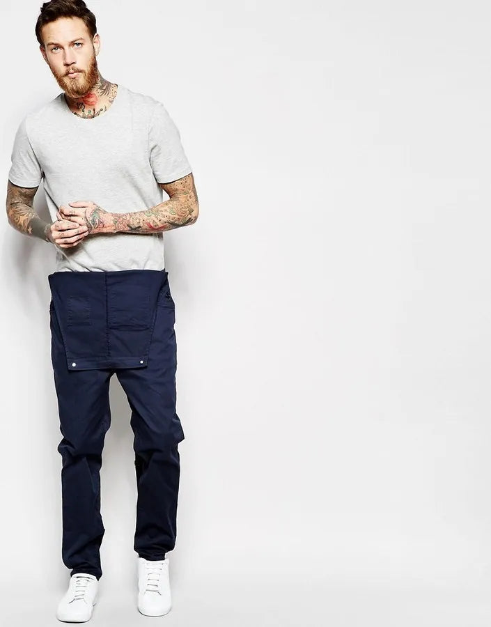 New Denim White Overalls Slim Men's Trousers New Europe and America Bib Men Spring and Autumn Casual Solid Color Mens Jeans