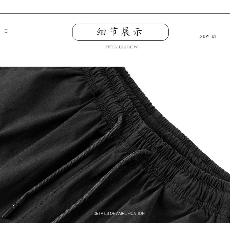 Men's Summer Thin Pants Korean Trend Nine Straight Tube Loose Ice Silk Elastic Sweatpants For Boys Spring And Autumn Student