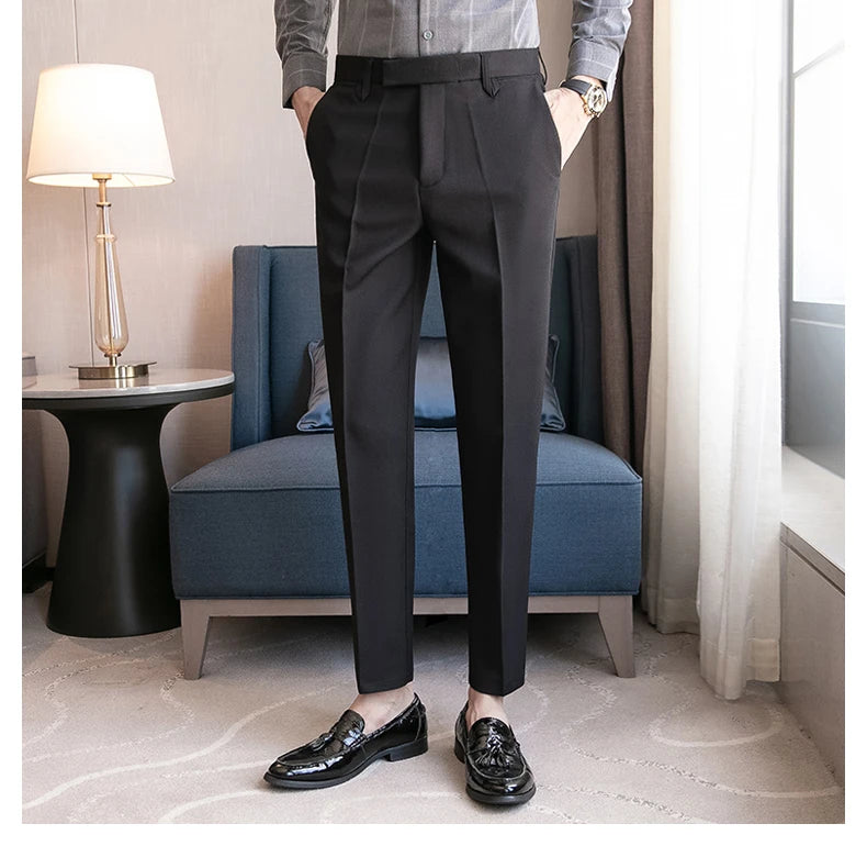 2023 Men Suit Pants High Quality Men Solid Color Slim Fit Dress Pants Slim Fit Office Business Men Trousers Plus Size 28-36