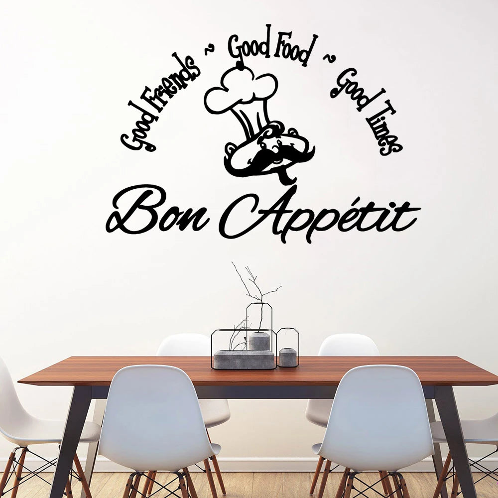 Funny Bon Appetite Wall Stickers Decals For Kitchen Living Room Dining Room Home Decoration Accessories Wall Decor