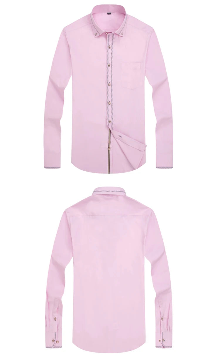 2024 Spring/Autumn Men's Long Sleeve Business Shirt Korean Fashion Wedding Pink Groom Shirt Male Interview Shirt