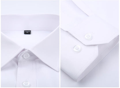 8XL Pure Color Office Formal Business  Social Work Classic Shirt Longsleeve Shirt for Men Casual Men's White Dress Shirt Black