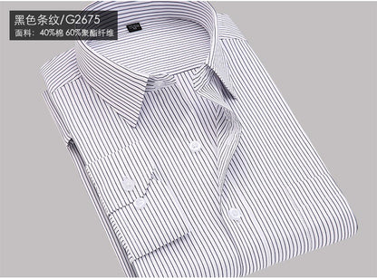 8XL Pure Color Office Formal Business  Social Work Classic Shirt Longsleeve Shirt for Men Casual Men's White Dress Shirt Black