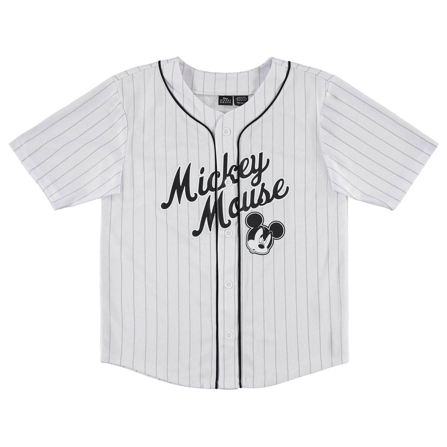 Maillot de Baseball Mickey Mouse pour Garçons - Maillot Classique en Maille Mickey Mouse à Boutons (Blanc, Petit)