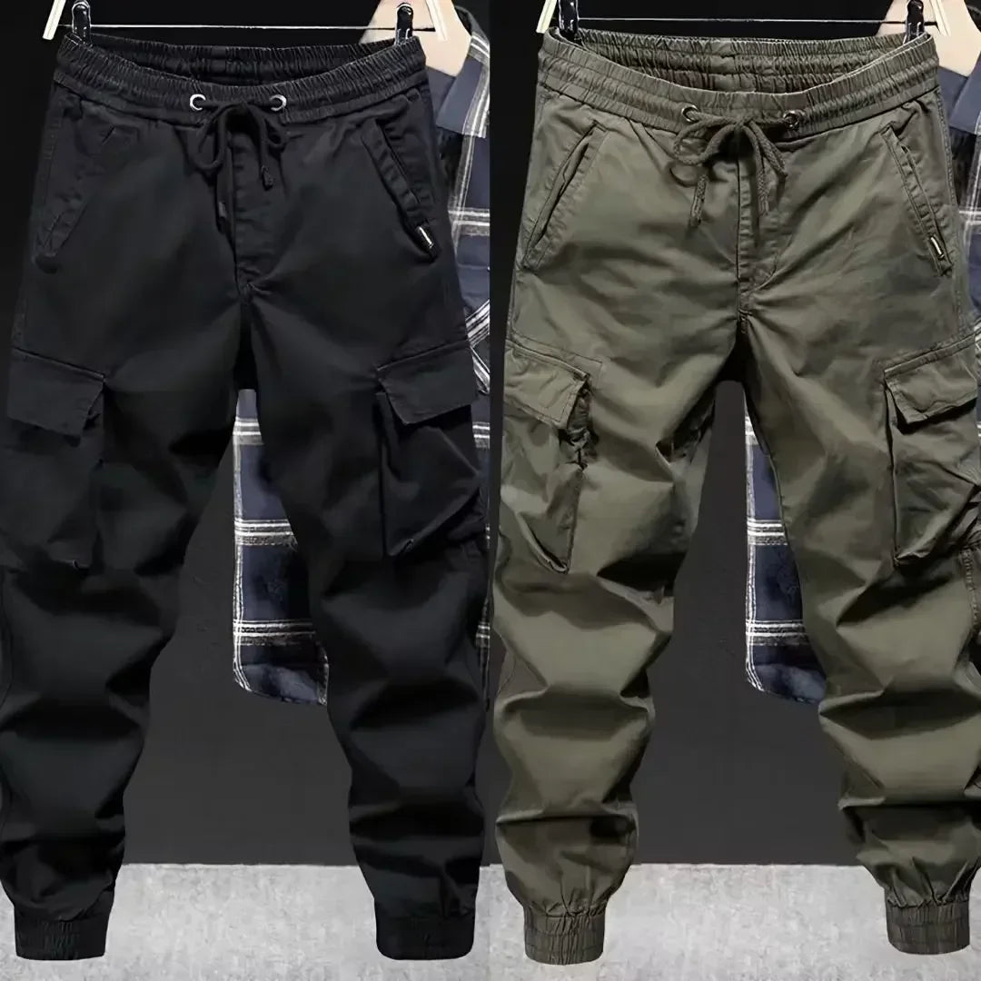 Trendy Brand Casual Cargo Pants Men's Loose Fit Solid Color Cargo Pants American Style Casual for Spring Autumn