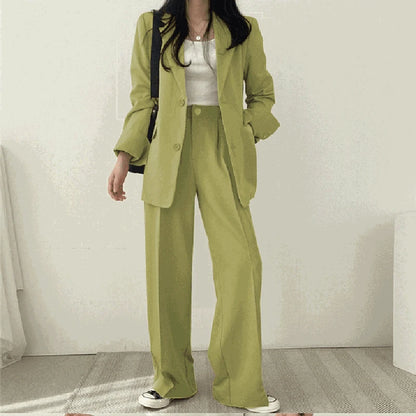 Fashion 2024 Spring and Autumn Small Suit Retro jacket slim 2-piece Set For Women Korean Style Casual Top and Pants Suit